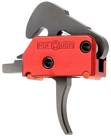 Patriot Ordnance Factory 01509 Drop-In Two-Stage Curved Trigger with 4.50 lbs Draw Weight & Black/Red Finish for AR-Platform