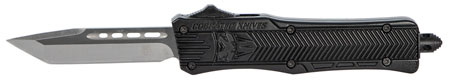 CobraTec Knives SBCTK1STNS CTK-1 Small 2.75" OTF Tanto Plain Black D2 Steel Blade/Black Aluminum Handle Features Glass Breaker Includes Pocket Clip