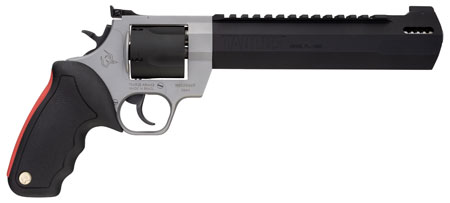 Taurus 2454085RH Raging Hunter 454 Casull 5rd 8.37" Matte Black Oxide Cylinder & Barrel Matte Stainless Steel Frame Black Rubber with Integrated Red Cushion Insert Grip