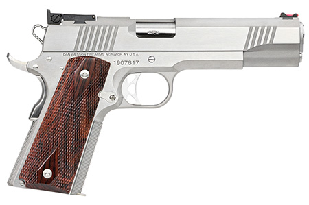 Dan Wesson 01943 Pointman 45 ACP Caliber with 5" Barrel, 8+1 Capacity, Overall Stainless Steel Finish, Beavertail Frame, Serrated Brushed Slide & Cocobolo Grip