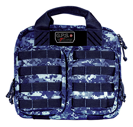GPS Bags T1413PCG Tactical Double +2 Gray Digital 1000D Nylon Teflon Coating with Visual ID Storage System, Lockable YKK Zippers, MOLLE Webbing & Ammo Storage Pockets Holds UP To 4 Handguns