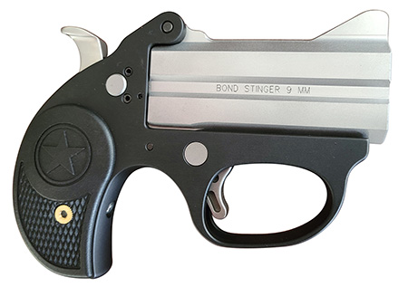 Bond Arms BASL Stinger 9mm Luger 2rd 3" Matte Stainless Steel Barrel, Anodized 7075-T6 Aluminum Frame, Rebounding Hammer, Black Rubber Grip, Manual Safety
