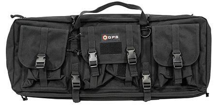 GPS Bags DRC28 Double Rifle Case Black 600D Polyester w/ 2 Padded Pistol Sleeves MOLLE Webbing & Lockable Zippers