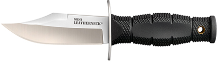 Cold Steel CS39LSAB Leatherneck Mini 3.50" Fixed Clip Point Plain 8Cr13MoV SS Blade/3.25" Black Contoured Kray-Ex Handle Includes Sheath