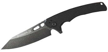 Remington Accessories 15666 EDC Folding Caper Stonewashed D2 Steel Blade Black G10 Handle Includes Pocket Clip