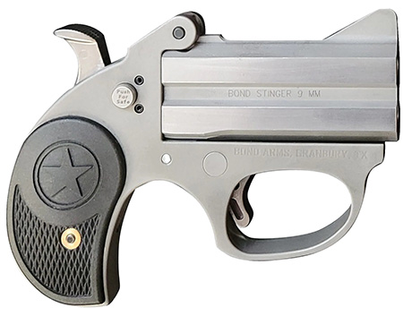 Bond Arms BASRS Stinger 22 LR 2rd, 3" Double Rough Matte Stainless Steel Barrel & Frame, Black Nylon Grip,