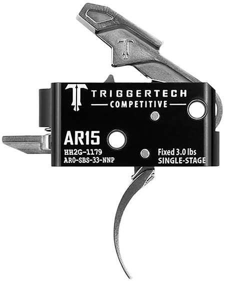 TriggerTech AR0SBS33NNP Competitive Stainless Pro Curved Single-Stage 3 lbs Fixed for AR-15
