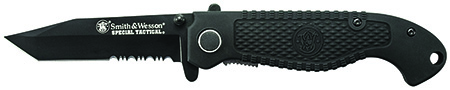 Smith & Wesson Knives CKTACBSCP Special Tactical 3.50" Folding Part Serrated Stainless Steel Blade 4.60" Black