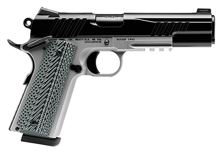 Savage Arms 67208 1911 Government 9mm Luger 10+1 5" Black Stainless Steel Barrel, Black Nitride Serrated Stainless Steel Slide, Stainless Steel Frame w/Picatinny Rail, Black/Gray VZ Grip