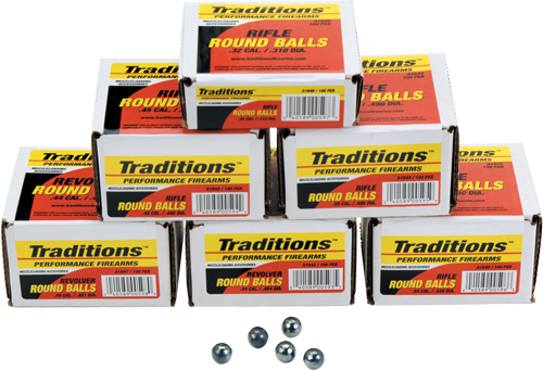 TRADITIONS BULLETS REVOLVER - ROUNDBALL .44CAL .4516 100PK