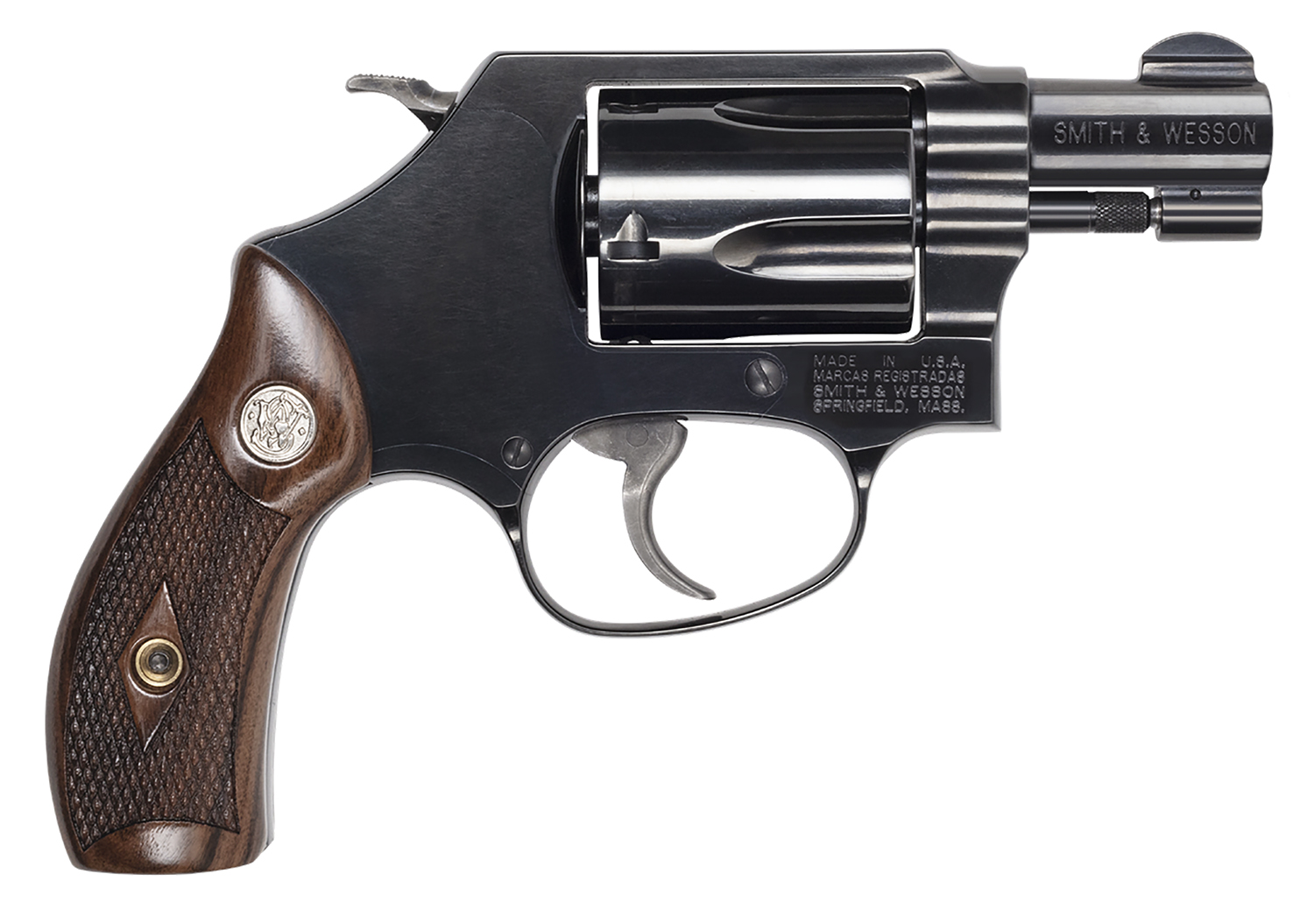 Smith & Wesson 14076 Model 36 J-Frame 38 S&W Spl+P 5rd 1.88" Blued Carbon Steel Barrel, Cylinder & Frame w/Rear Sight Integral Slot, Checkered Wood Grip