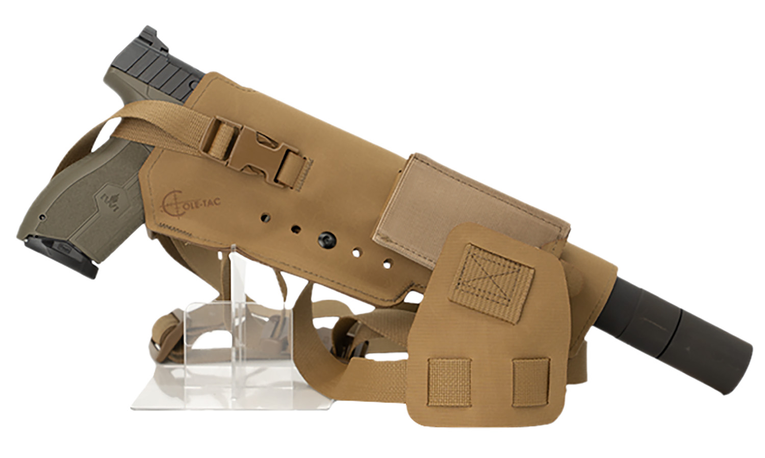 Cole-tac VWX103 Varmint Wrangler XL Pistol Holder Chest Coyote Brown Right Hand