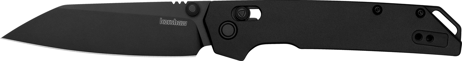 Kershaw 2038RBLK Iridium 3.45" Folding Reverse Tanto Plain Black Oxide D2 Steel Blade, Black Anodized Aluminum Handle
