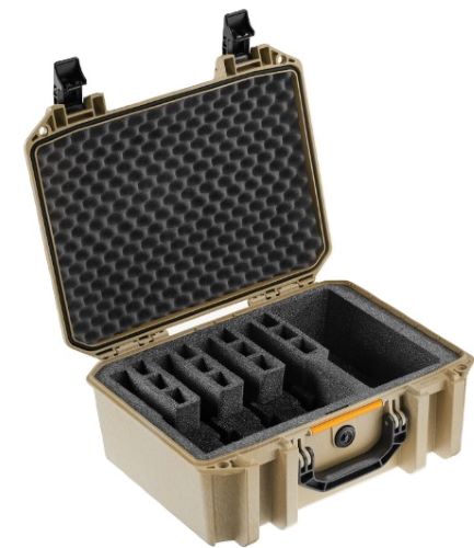 PELICAN VAULT V300 LARGE- - 5 PISTOL CSE PRE CUT FOAM TAN - Image 2